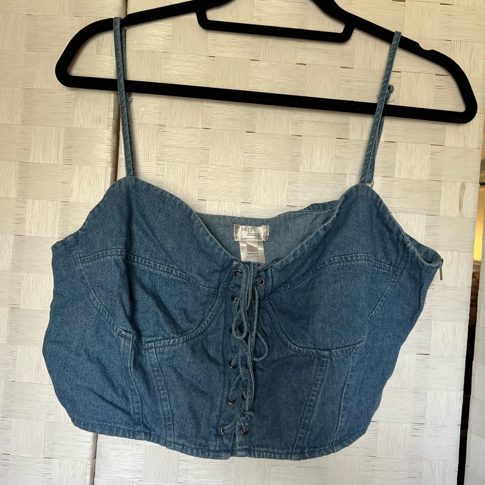 Dizzy Lizzy Denim Crop Top Size XL